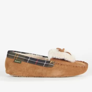 Barbour Womens Darcie Suede Mocassin Slippers - Tan - UK 4