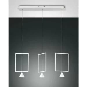 Fabas Luce Sirio LED Straight Bar Pendant Ceiling Light White Glass