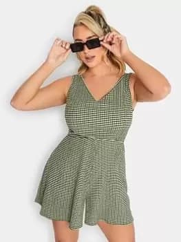 Yours Yours Sleeveless Crinkle Playsuit Green, Size 20, Women