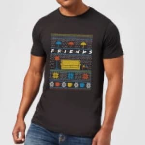 Friends Sofa Knit Mens Christmas T-Shirt - Black