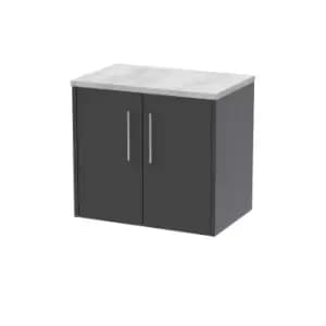 Hudson Reed Juno 600mm Wall Hung 2 Door Vanity & Bellato Grey Laminate Top - Graphite Grey