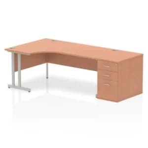 Impulse 1800 Left Hand Cantilever Workstation 800 Pedestal Bundle Beech