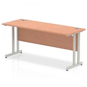 Impulse 1600/600 Rectangle Silver Cantilever Leg Desk Beech
