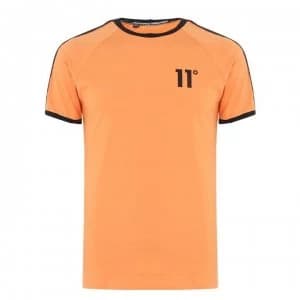 11 Degrees Taped Ringer T Shirt - Blaze Orange