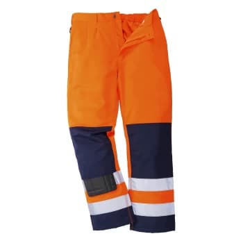 Portwest Seville Hi Vis Work Trousers Orange / Navy M