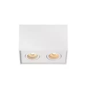 Tube Modern Rectangle Surface Mounted Ceiling Spotlight - 2xGU10 - White