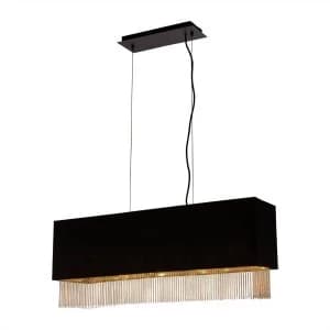 4 Light Bar Pendant Matt Black Shade, Gold, E27