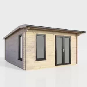 Power 14x14 Apex Log Cabin - Right Hand Door
