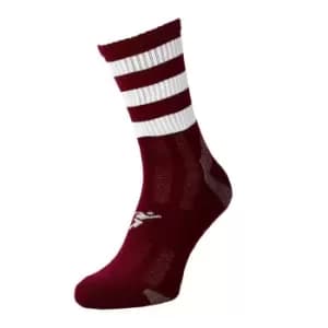 Precision Childrens/Kids Pro Hooped Football Socks (12 UK Child-2 UK) (Maroon/White)