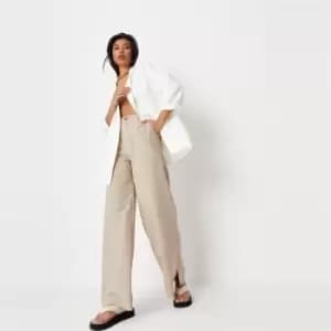 Missguided Petite Wide Leg Trousers - Neutral