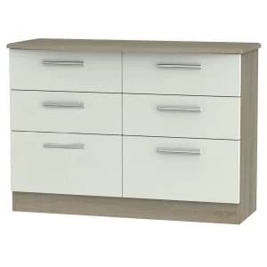 Robert Dyas Kirkhill Ready Assembled 6-Drawer Midi Chest of Drawers - Taupe Cedar