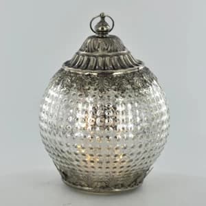 LED Lantern Silver Pomegranate H15.5cm