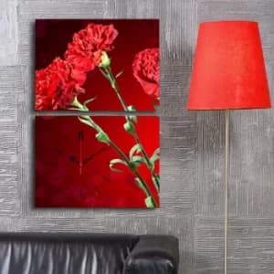 2P3040CS-135 Multicolor Decorative Canvas Wall Clock (2 Pieces)