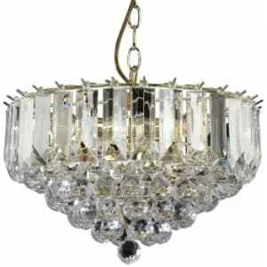 3 Light Chandelier Pendant brass & clear Shade Hanging Ceiling Feature Lamp Bulb