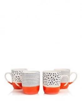 Sabichi Tangerine Bone China Set Of 4 Mugs