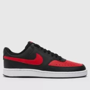 Nike Black & Red Court Vision Low Trainers