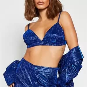 I Saw It First Glitter Triangle Bralet - Blue
