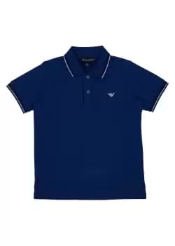Emporio Armani Kids Classic Tipped Polo Shirt In Colonia Blue