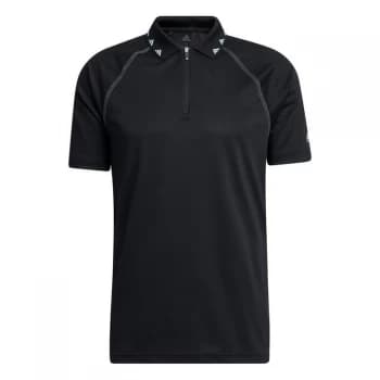 adidas Zipper Pique Polo Shirt Mens - Black