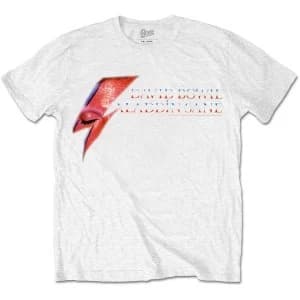 David Bowie - Aladdin Sane Eye Flash Unisex Large T-Shirt - White