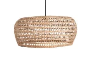 Bali 1 Light Pendant, Seagrass Shade, Black Suspension