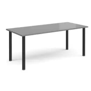 Rectangular Black radial leg meeting table 1800mm x 800mm - onyx grey