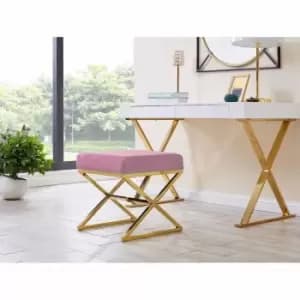 Furniture Box Oxford Modern Gold Metal And Velvet Luxury Upholstered Square Pink Seat Bench
