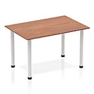 Impulse Straight Table 1200 Walnut Post Leg Silver
