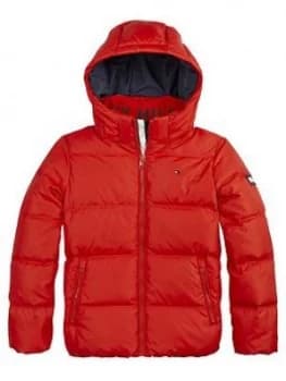 Tommy Hilfiger Boys Essential Down Hooded Coat - Red
