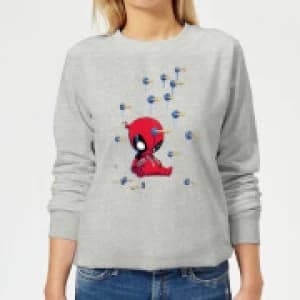 Marvel Deadpool Cartoon Knockout Womens Sweatshirt - Grey - L