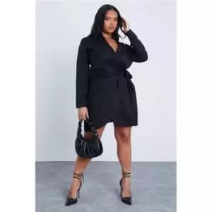 I Saw It First Black Plus Size Wrap Over Shirt Skater Dress - Black