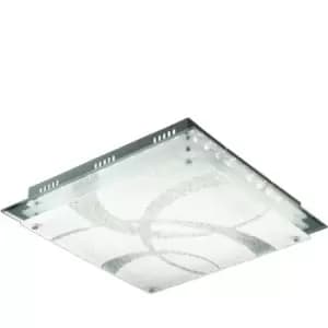 Italux Orlando Classic 1 Light Patterned Glass Flush Ceiling Light led, 3000K