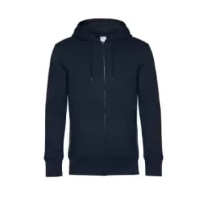 B&C Mens King Zipped Hooded Sweat (3XL) (Navy Blue)