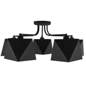 Adamant Multi Arm Semi Flush Ceiling Light Black 75cm