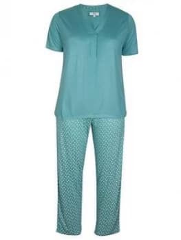 Evans Sage Green Spot Print Pyjama Set - Green