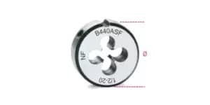 Beta Tools 440ASF Chrome-Steel Fine Pitch Round UNF Thread Die 1" x 12