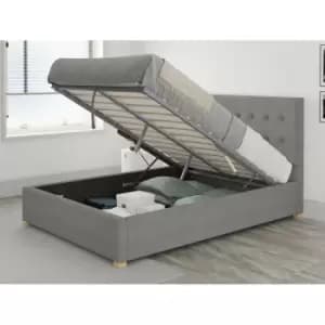 Presley Ottoman Upholstered Bed, Eire Linen, Grey - Ottoman Bed Size Double (135x190)