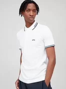 BOSS Paul Curved Logo Slim Fit Polo Shirt, Natural, Size 2XL, Men