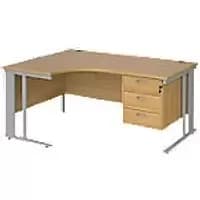 Dams International Left Hand Ergonomic Desk MCM16ELP3SO 1,600 x 1,200 x 725 mm