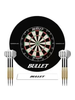 Large Darts Tournament Set - Includes Dartboard, 6 Steel Darts, EVA Surround Ring, Throwing Line Sticker - Black