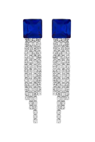Silver Plated Blue Cubic Zirconia Drop Earrings