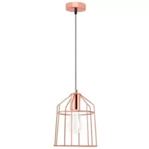Asbestos 19cm Wire Frame Pendant Ceiling Light Matt Copper Black, White Fabric Wire LED E27 - Merano