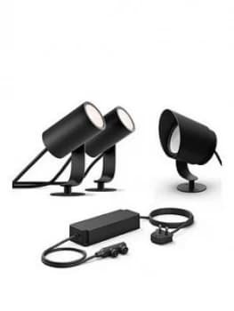 Philips Hue Lily White & Colour Ambiance LED Smart Double Pack & Lily Xl Extension Spotlight & 100W Base Unit