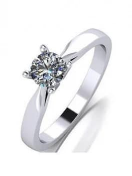 Moissanite Platinum 1/2ct Moissanite Solitaire Ring, Platinum, Size J, Women