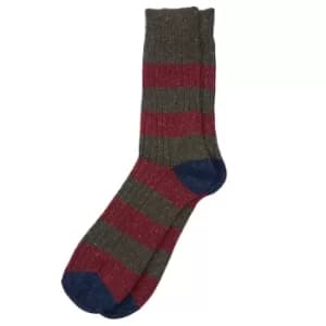 Barbour Mens Houghton Stripe Socks Olive/Red Large