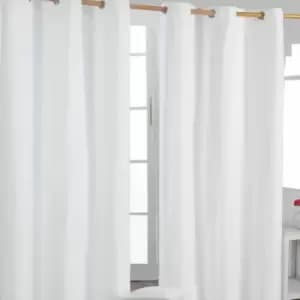 Homecapes Plain Off White Cotton Eyelet Curtains 137 x 228cm - White