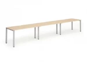 Single Silver Frame Bench Desk 1400 Maple (3 Pod)
