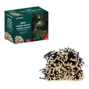 Christmas Workshop 600 LED Battery operated Timer Lights - Warm White