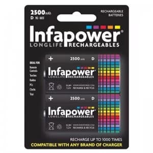 Infapower 2500mAh D Longlife Rechargeable Batteries