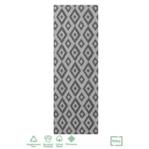 Relay Recycled Cotton Diamond Rug Grey 060X180Cm
